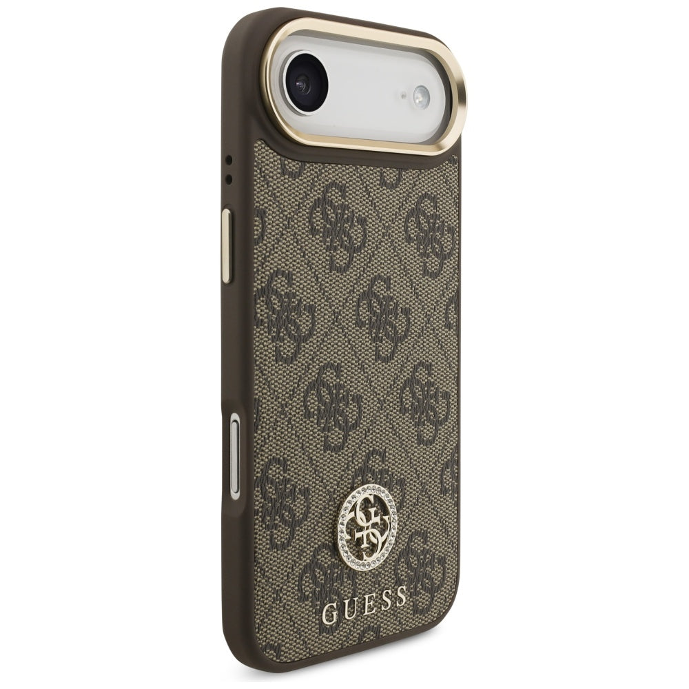 Θήκη MagSafe για Apple iPhone 17 Air, Guess, 4G Strass Logo με Μεγάλο Λουρί, Καφέ