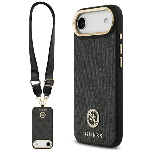 Θήκη MagSafe για Apple iPhone 17 Air, Guess, 4G Strass Logo with Big Strap, Μαύρη