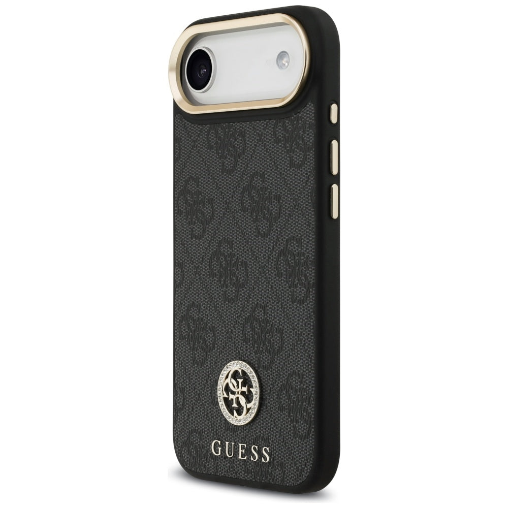 MagSafe Case for Apple iPhone 17 Air, Guess, 4G Strass Logo with Big Strap, Black