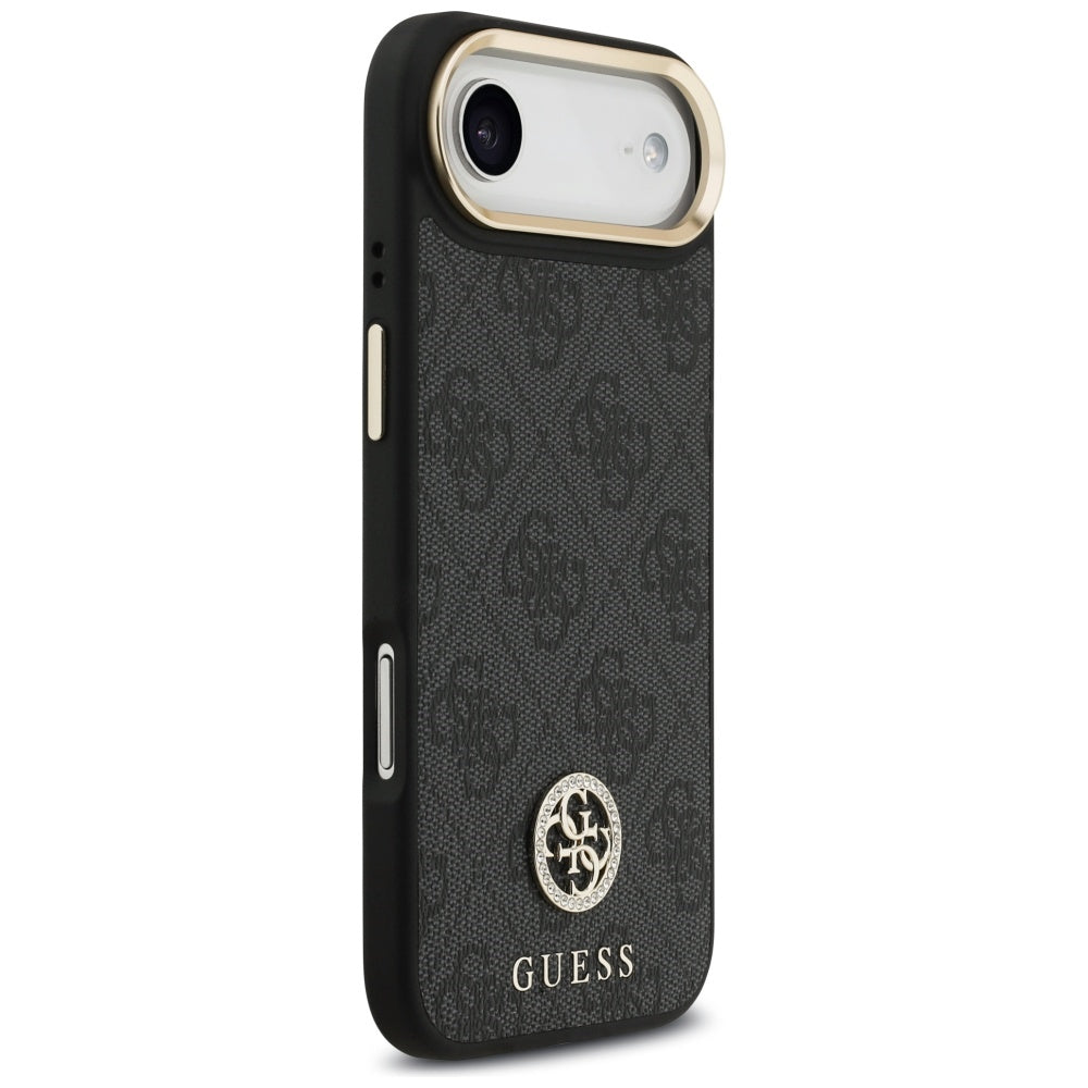 MagSafe Case for Apple iPhone 17 Air, Guess, 4G Strass Logo with Big Strap, Black