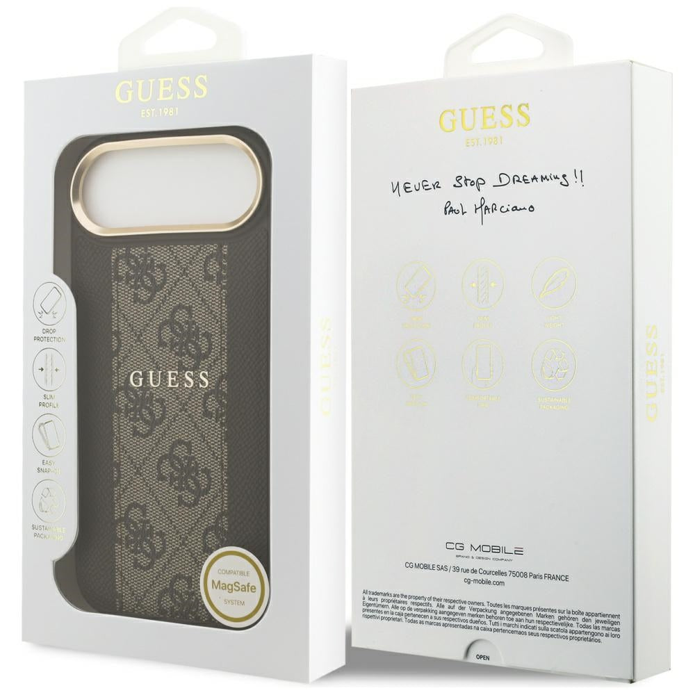Θήκη MagSafe για Apple iPhone 17 Air, Guess, 4G Stripe, Καφέ