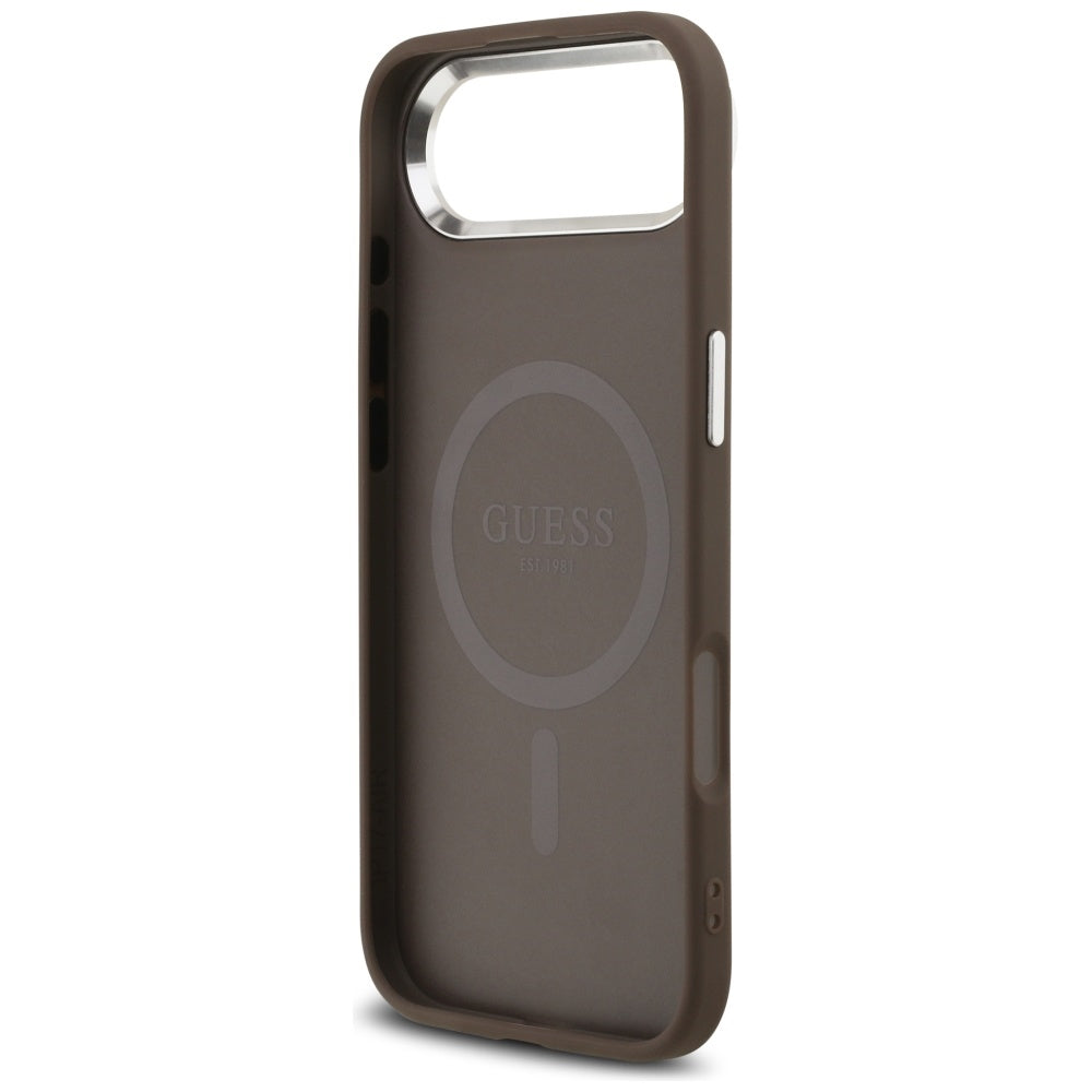 Θήκη MagSafe για Apple iPhone 17 Air, Guess, 4G Triangle Logo, Καφέ Ασημί