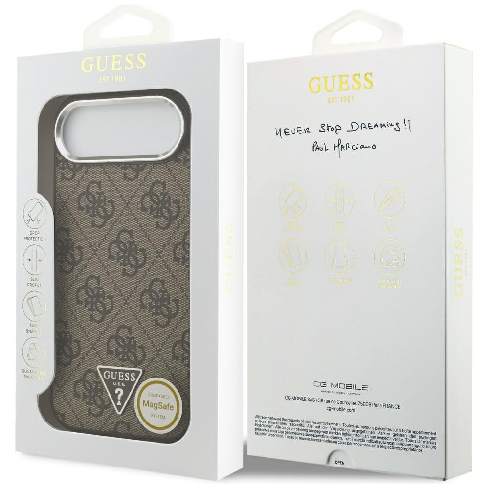 Θήκη MagSafe για Apple iPhone 17 Air, Guess, 4G Triangle Logo, Καφέ Ασημί