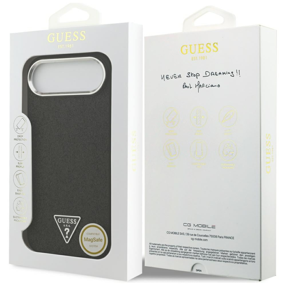 Θήκη MagSafe για Apple iPhone 17 Air, Guess, Glitter Triangle Logo, Μαύρη
