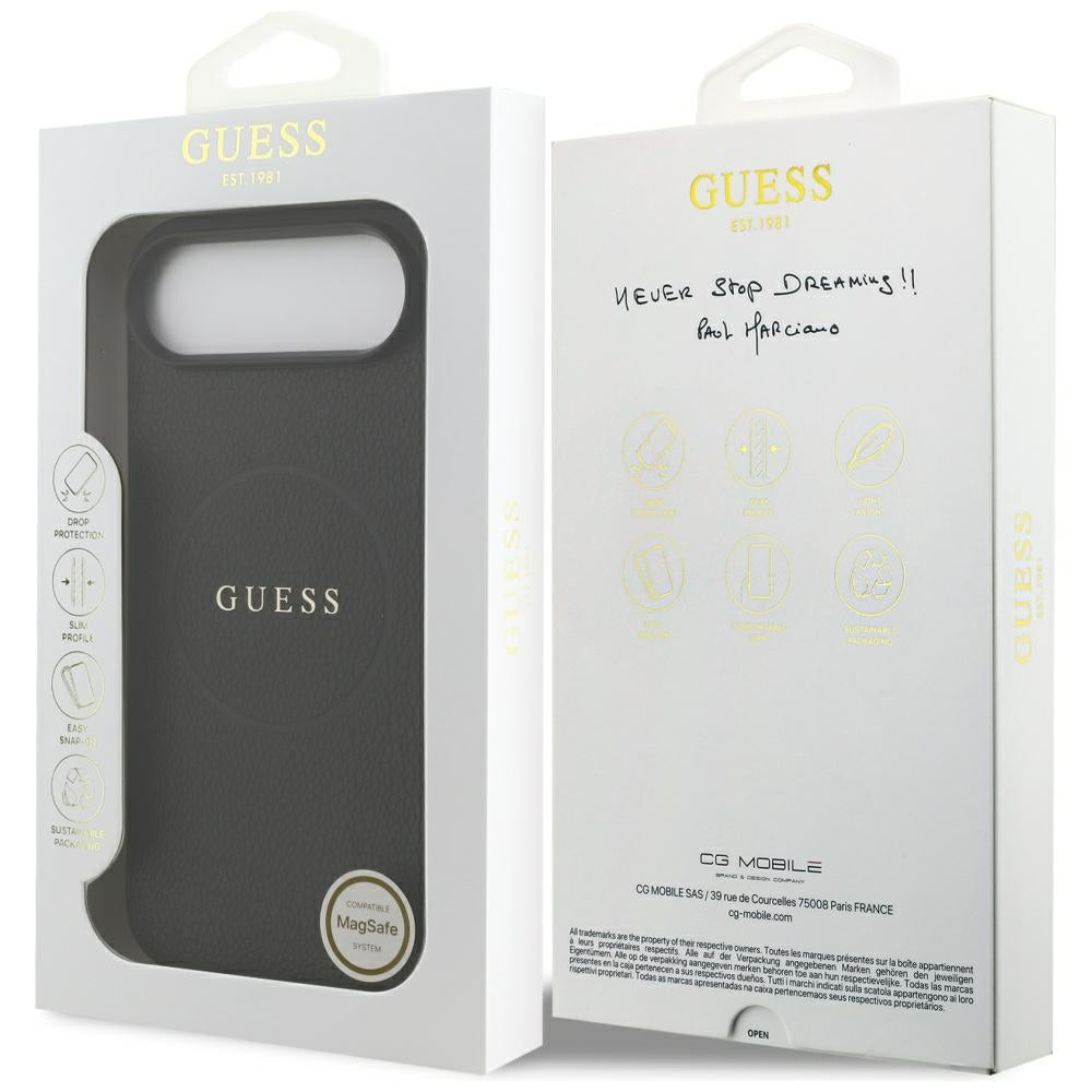 Θήκη MagSafe για Apple iPhone 17 Air, Guess, Grained Gold Ring, Μαύρη