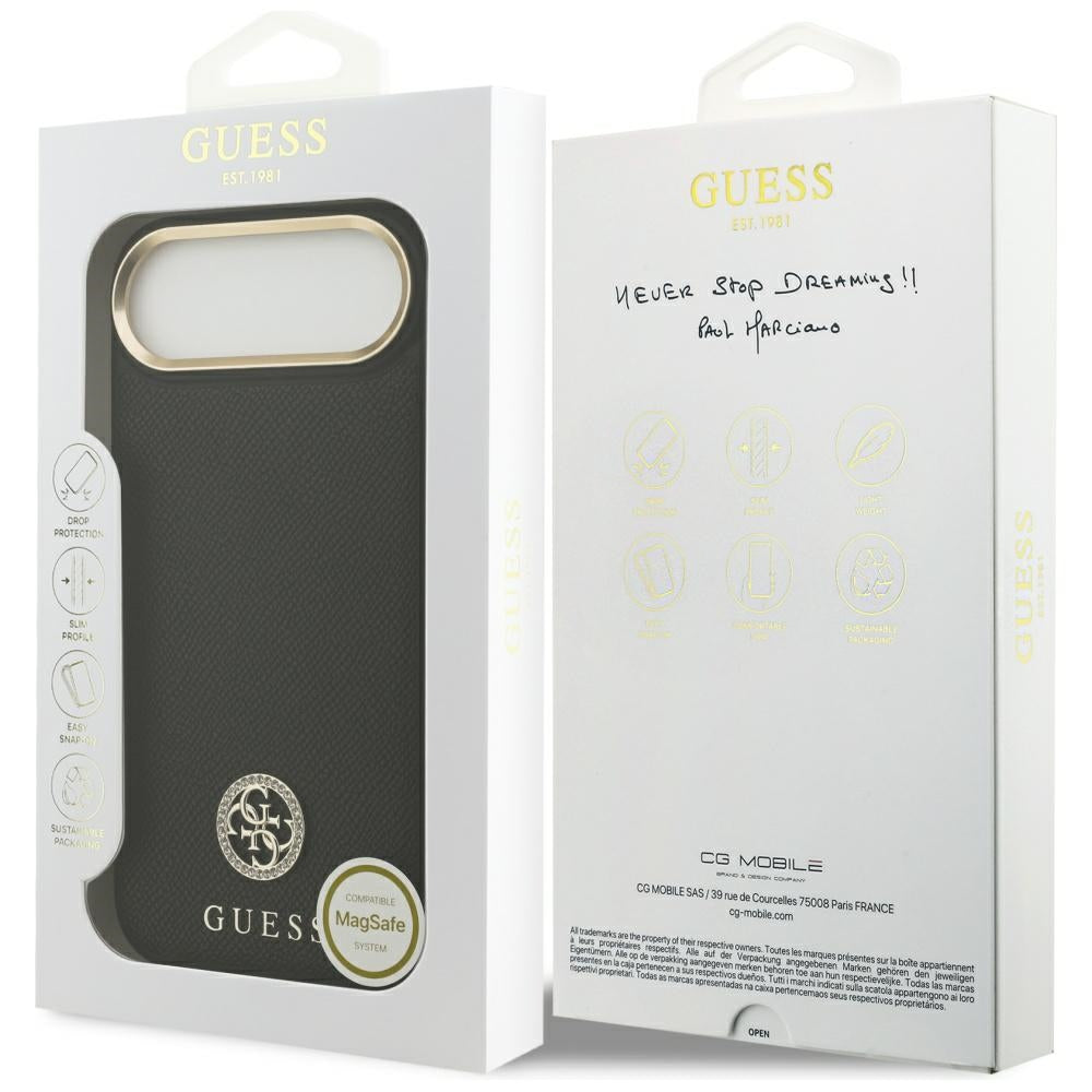 Θήκη MagSafe για Apple iPhone 17 Air, Guess, Grained Strass Logo, Μαύρη