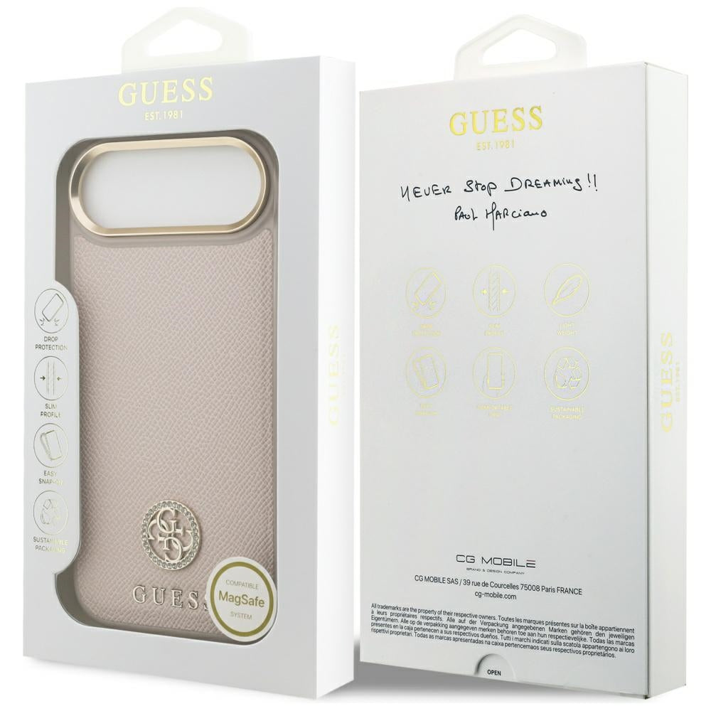 MagSafe Case for Apple iPhone 17 Air, Guess, Grained Strass Logo, Pink