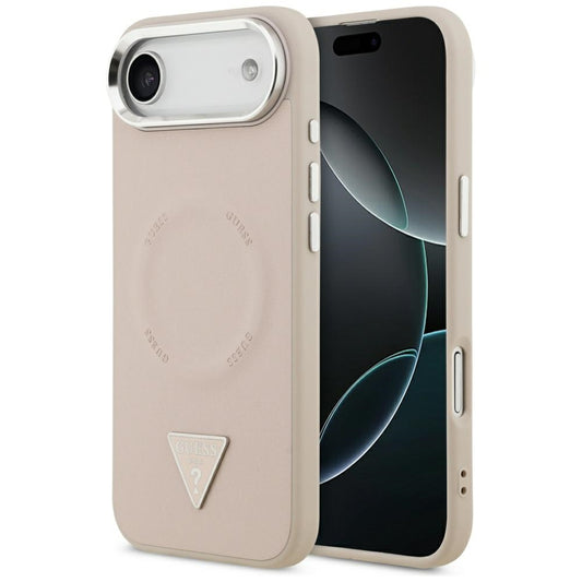 MagSafe Case for Apple iPhone 17 Air, Guess, Triangle Logo, Silver Pink