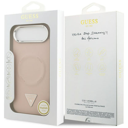 MagSafe Case for Apple iPhone 17 Air, Guess, Triangle Logo, Silver Pink