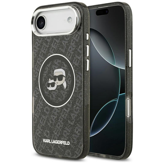 Θήκη MagSafe για Apple iPhone 17 Air, Karl Lagerfeld, IML Glitter Karl & Choupette`s Heads, Μαύρη