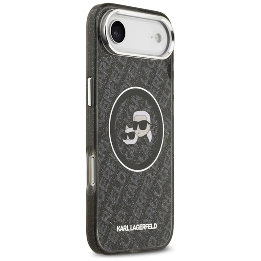 Θήκη MagSafe για Apple iPhone 17 Air, Karl Lagerfeld, IML Glitter Karl & Choupette`s Heads, Μαύρη