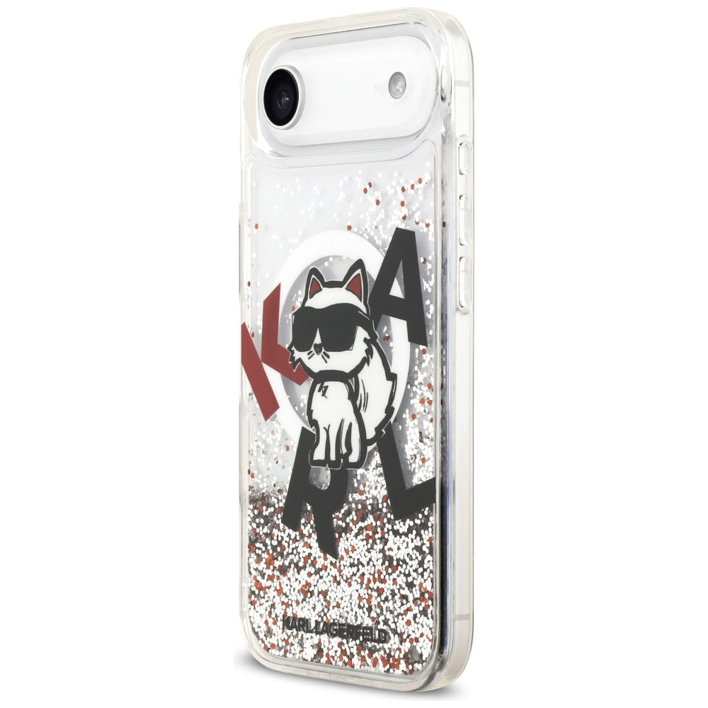 Θήκη MagSafe για Apple iPhone 17 Air, Karl Lagerfeld, Liquid Glitter Choupette Logo, Διαφανής