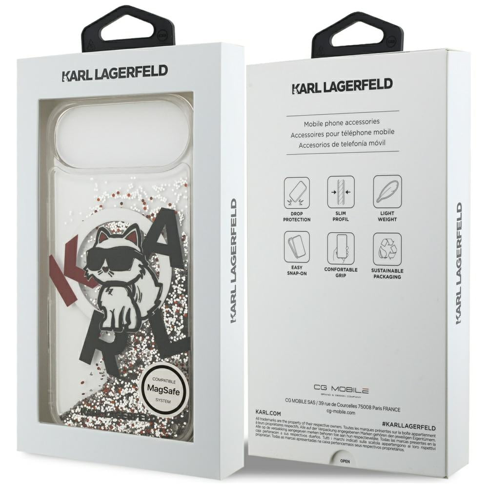 Θήκη MagSafe για Apple iPhone 17 Air, Karl Lagerfeld, Liquid Glitter Choupette Logo, Διαφανής