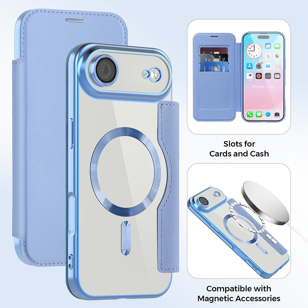 Θήκη MagSafe για Apple iPhone 17 Air, Techsuit, SmartMag Book, Μπλε