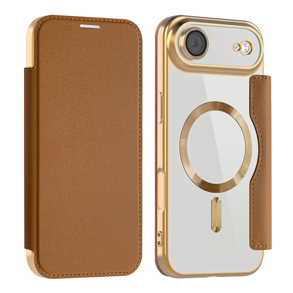 MagSafe Case for Apple iPhone 17 Air, Techsuit, SmartMag Book, Brown