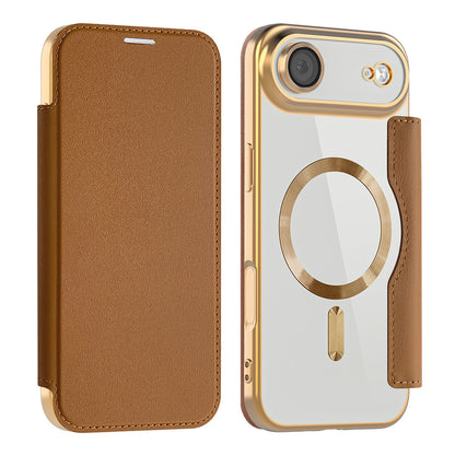 MagSafe Case for Apple iPhone 17 Air, Techsuit, SmartMag Book, Brown