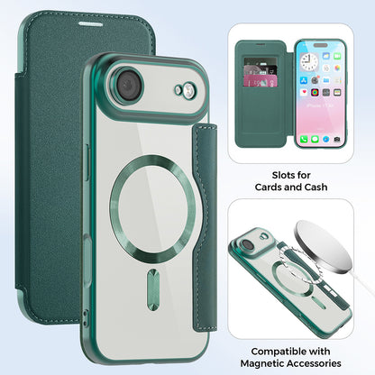 MagSafe Case for Apple iPhone 17 Air, Techsuit, SmartMag Book, Green
