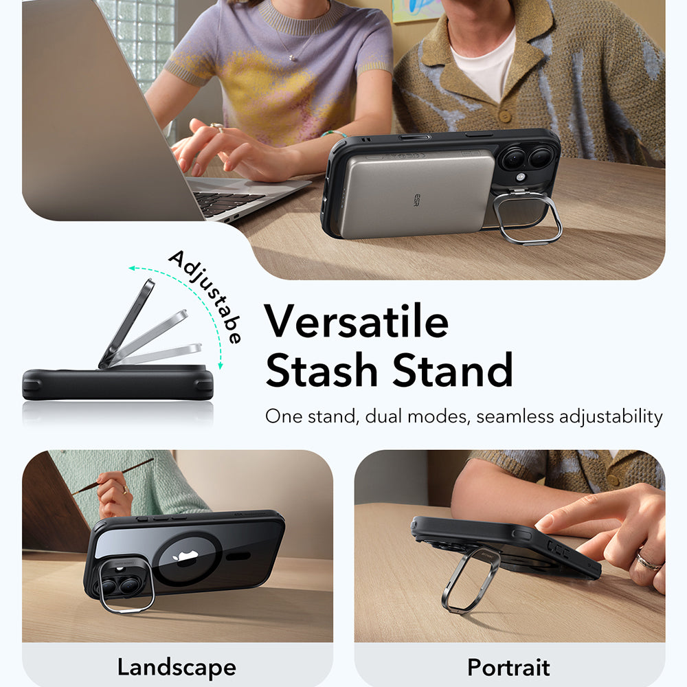 Θήκη MagSafe για Apple iPhone 17, ESR, Classic Hybrid Kickstand, Διάφανη Μαύρη