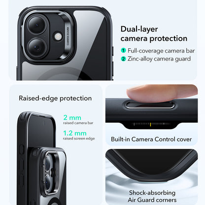 Θήκη MagSafe για Apple iPhone 17, ESR, Classic Hybrid Kickstand, Διάφανη Μαύρη