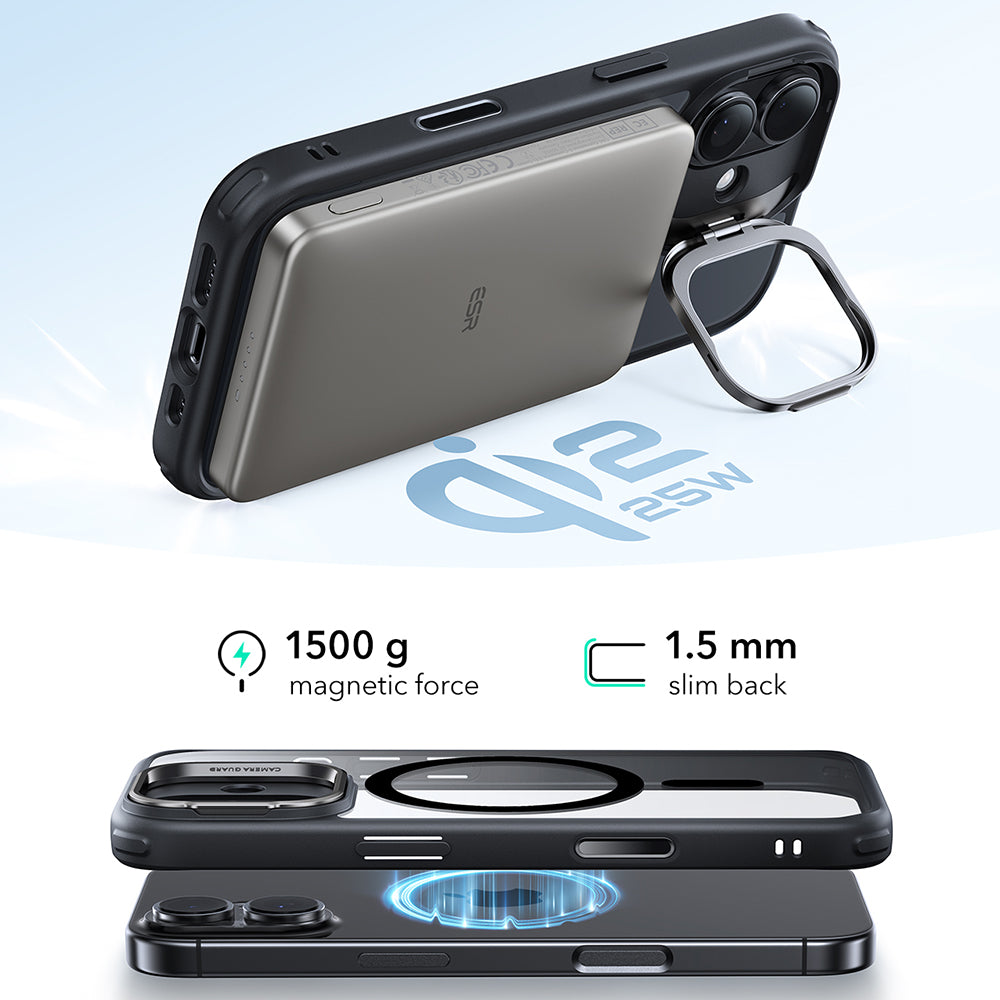 Θήκη MagSafe για Apple iPhone 17, ESR, Classic Hybrid Kickstand, Διάφανη Μαύρη