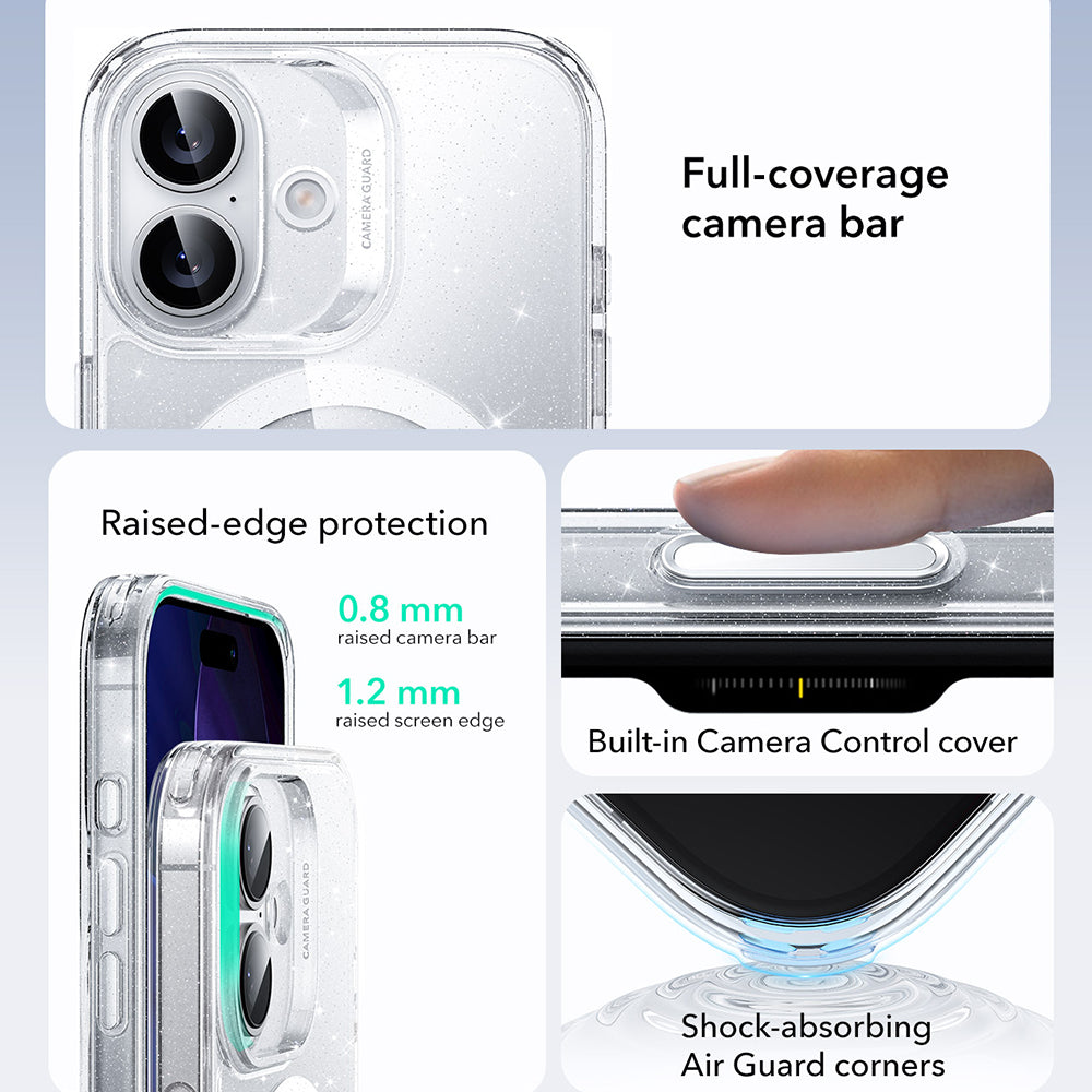 Θήκη MagSafe για Apple iPhone 17, ESR, Classic Hybrid Shimmer, Διαφανής