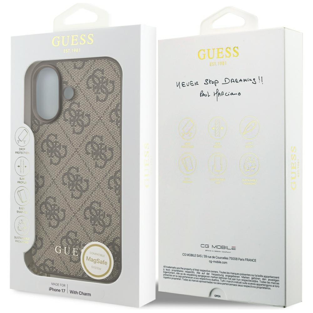 Θήκη MagSafe για Apple iPhone 17, Guess, 4G Charm Cradle, Καφέ