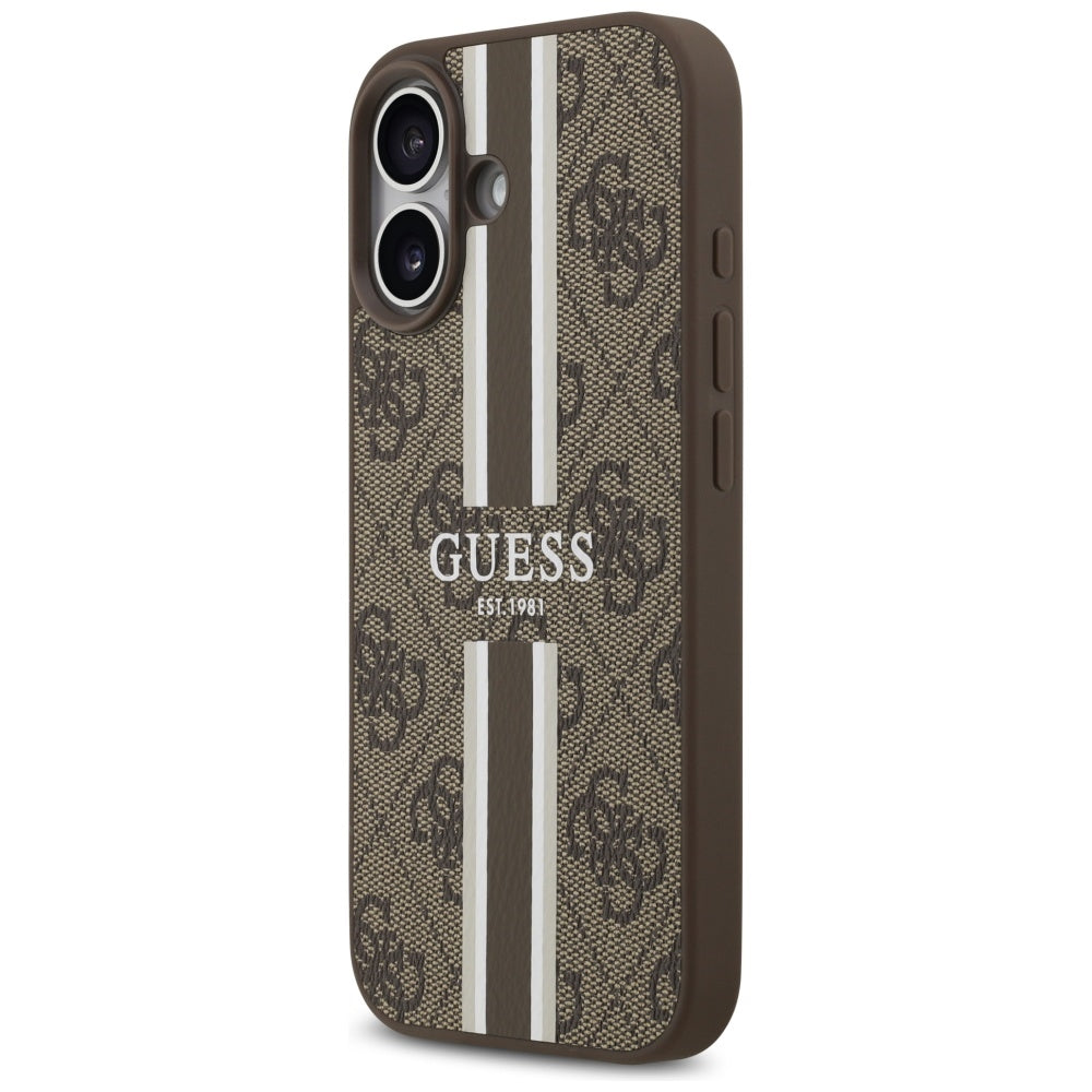 Θήκη MagSafe για Apple iPhone 17, Guess, 4G Printed Stripes, Καφέ
