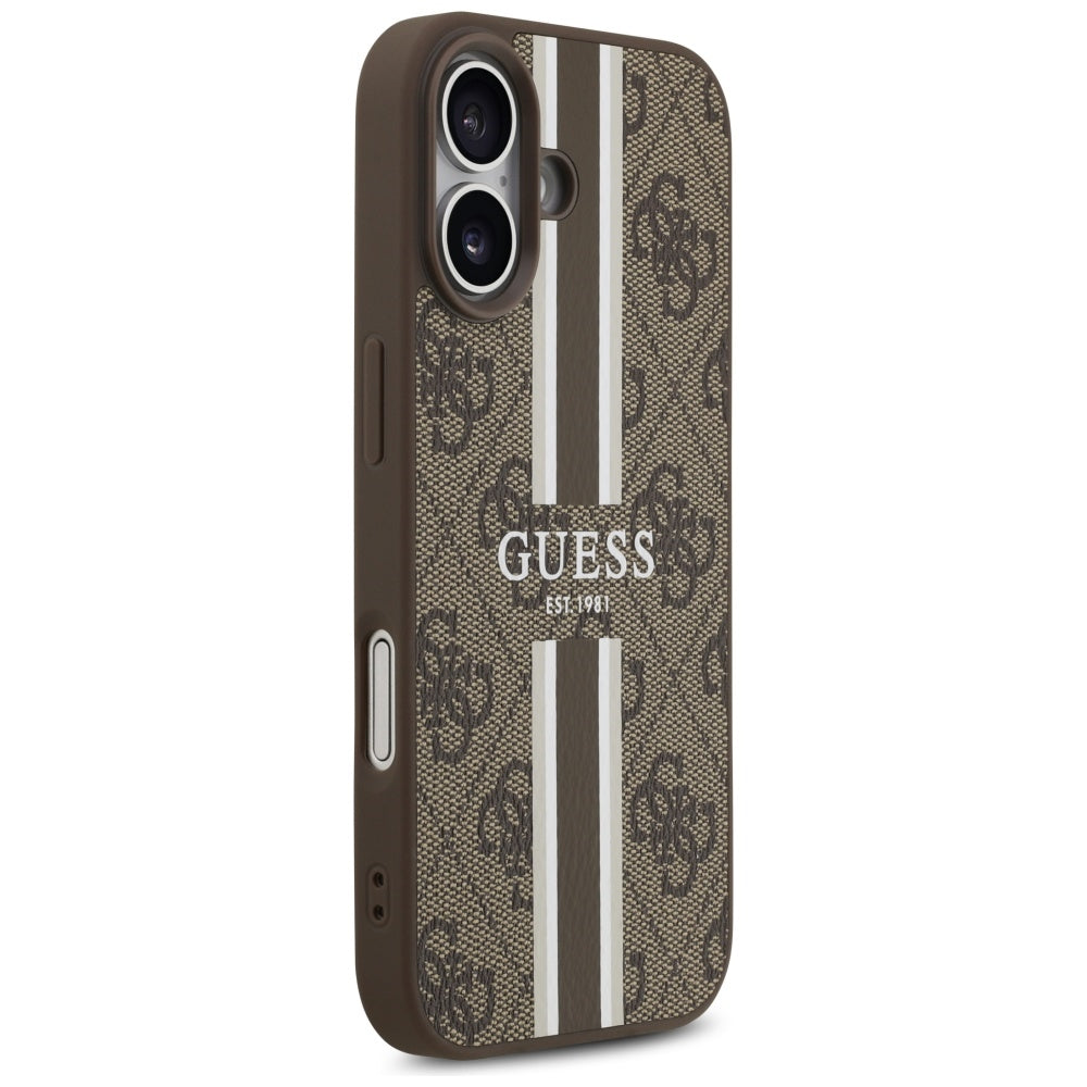 Θήκη MagSafe για Apple iPhone 17, Guess, 4G Printed Stripes, Καφέ