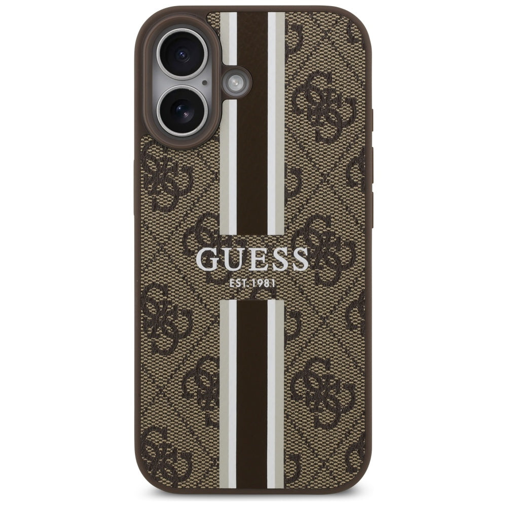 Θήκη MagSafe για Apple iPhone 17, Guess, 4G Printed Stripes, Καφέ