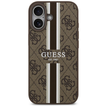 Θήκη MagSafe για Apple iPhone 17, Guess, 4G Printed Stripes, Καφέ