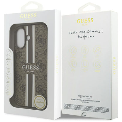 Θήκη MagSafe για Apple iPhone 17, Guess, 4G Printed Stripes, Καφέ