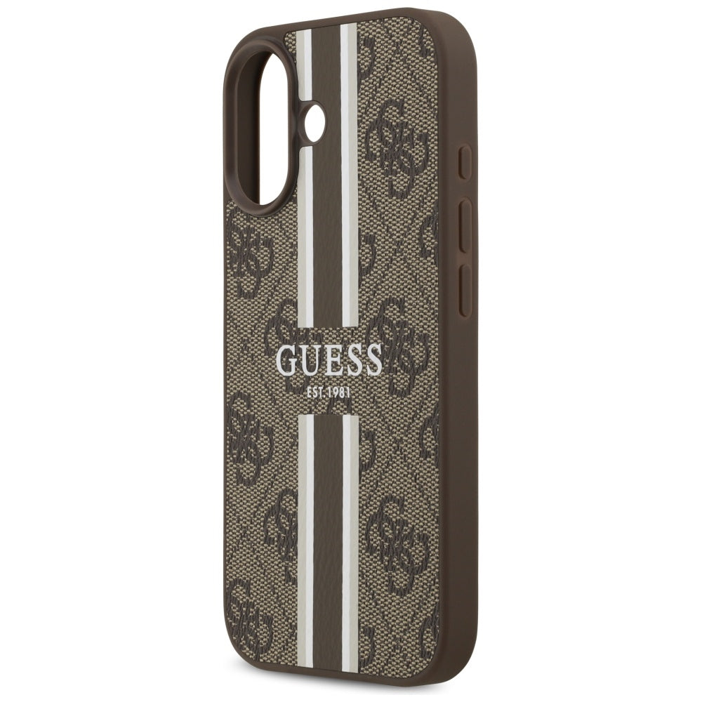 Θήκη MagSafe για Apple iPhone 17, Guess, 4G Printed Stripes, Καφέ