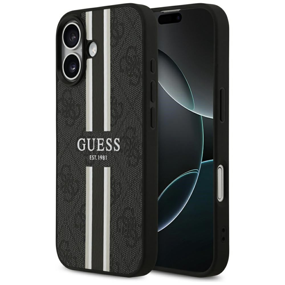 Θήκη MagSafe για Apple iPhone 17, Guess, 4G Printed Stripes, Μαύρη