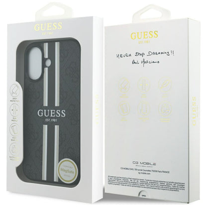 Θήκη MagSafe για Apple iPhone 17, Guess, 4G Printed Stripes, Μαύρη
