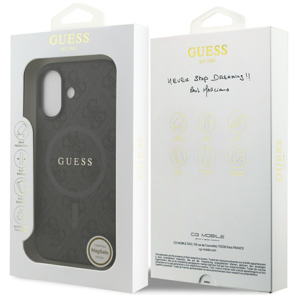 MagSafe Case for Apple iPhone 17, Guess, 4G Ring Classic Logo, Black