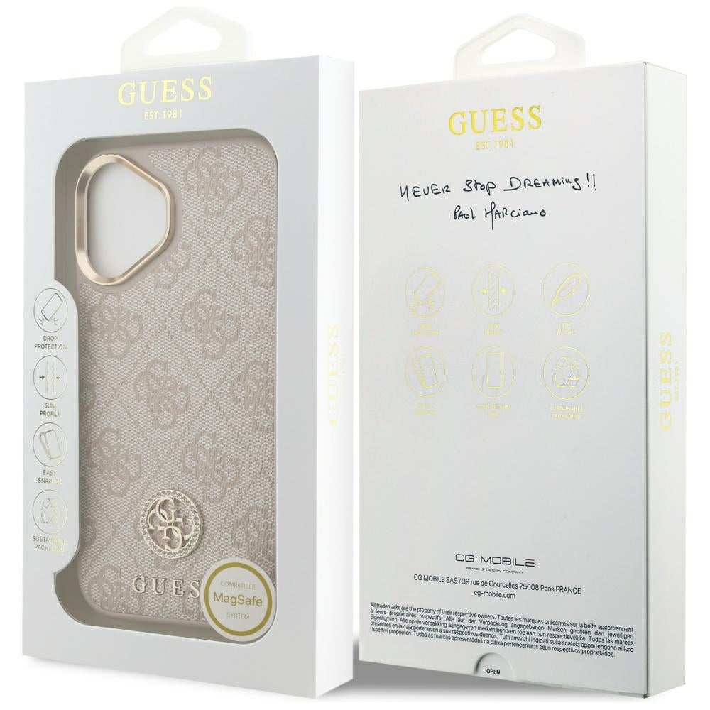Θήκη MagSafe για Apple iPhone 17, Guess, 4G Strass Logo, Ροζ