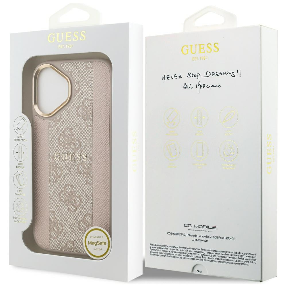 Θήκη MagSafe για Apple iPhone 17, Guess, 4G Stripe, Ροζ