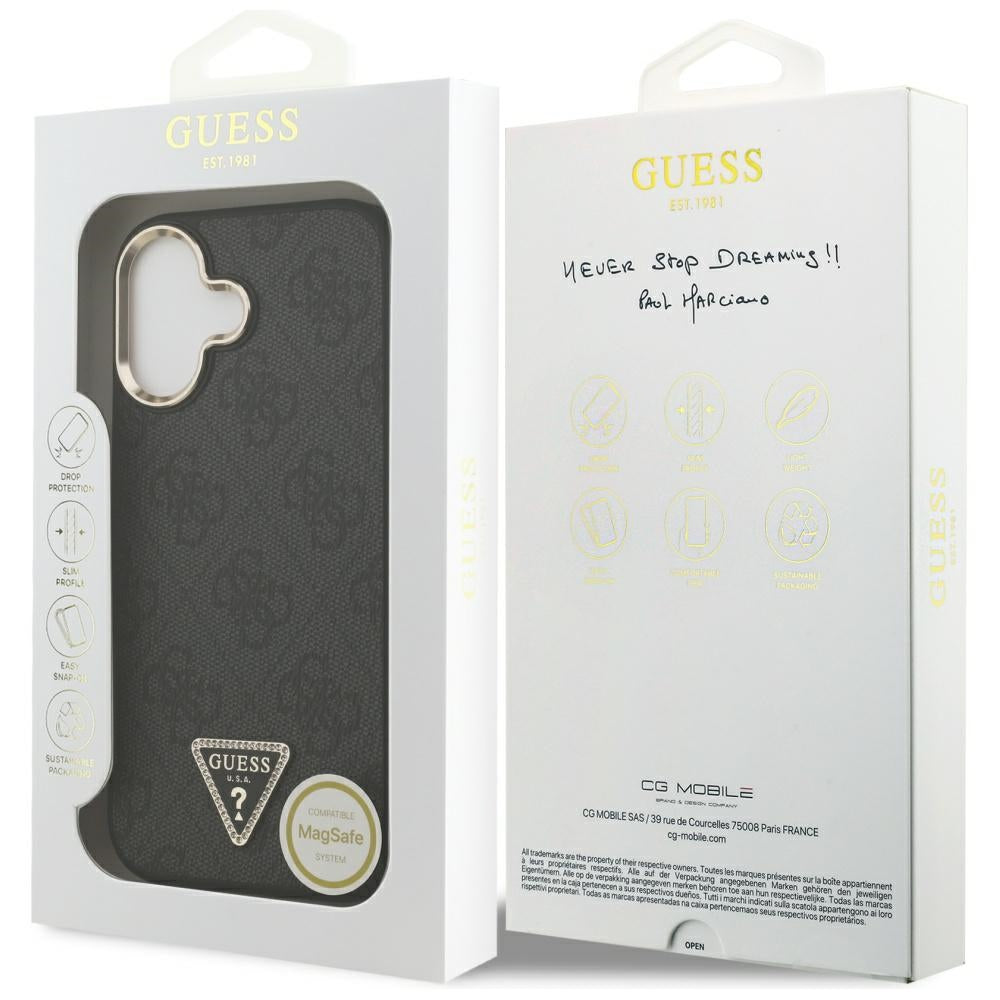 Θήκη MagSafe για Apple iPhone 17, Guess, 4G Triangle Diamond Logo, Μαύρη
