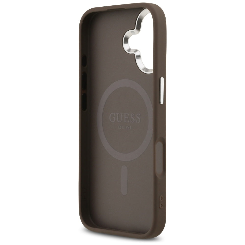 Θήκη MagSafe για Apple iPhone 17, Guess, 4G Triangle Logo, Καφέ Ασημί