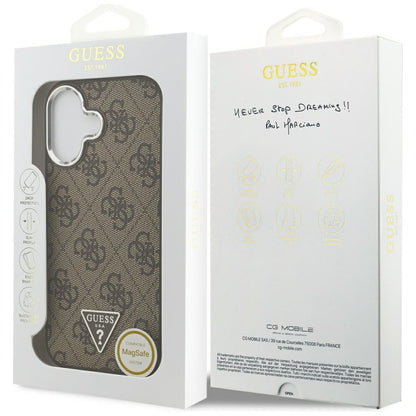 Θήκη MagSafe για Apple iPhone 17, Guess, 4G Triangle Logo, Καφέ Ασημί