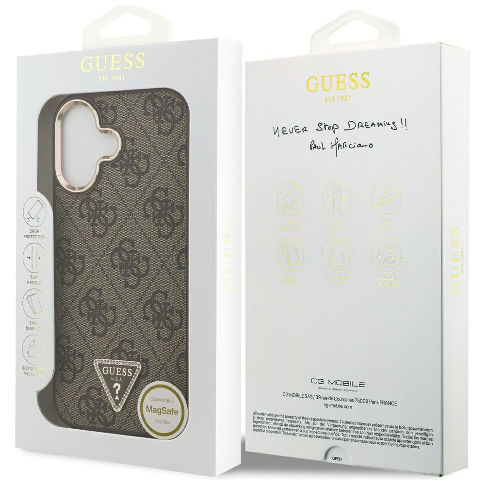 Θήκη MagSafe για Apple iPhone 17, Guess, 4G Triangle Logo, Χρυσοκαφέ
