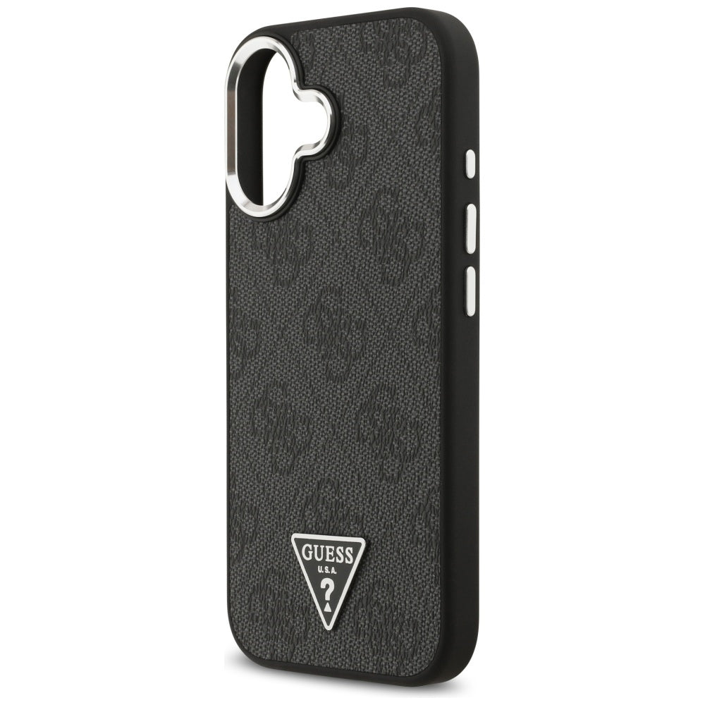 Θήκη MagSafe για Apple iPhone 17, Guess, 4G Triangle Logo, Μαύρη Ασημί