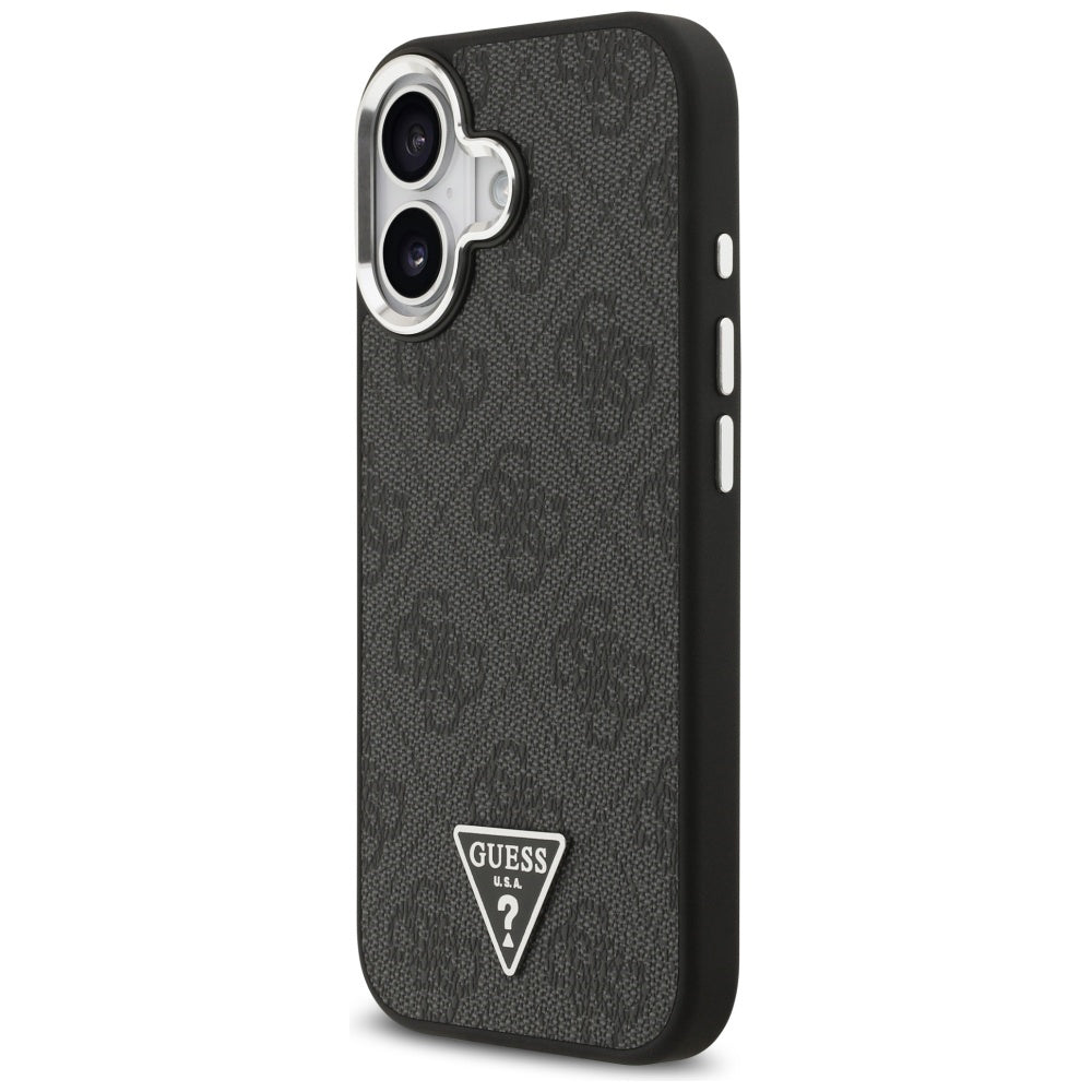 Θήκη MagSafe για Apple iPhone 17, Guess, 4G Triangle Logo, Μαύρη Ασημί