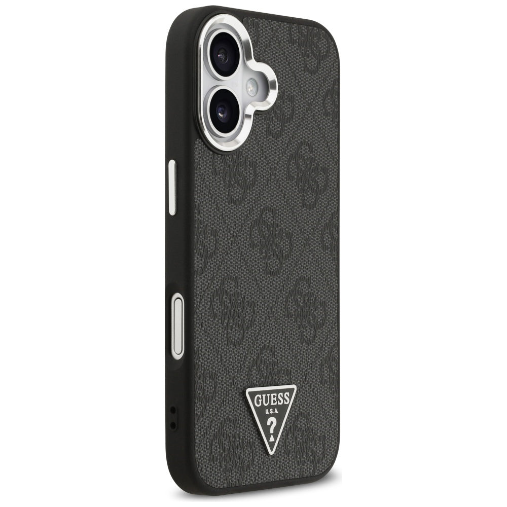 Θήκη MagSafe για Apple iPhone 17, Guess, 4G Triangle Logo, Μαύρη Ασημί