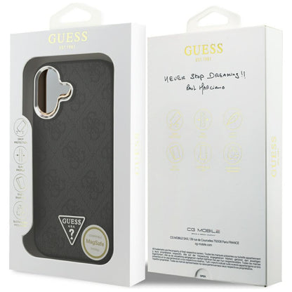 Θήκη MagSafe για Apple iPhone 17, Guess, 4G Triangle Logo, Μαύρη Ασημί