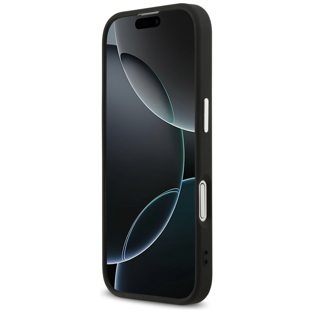 Θήκη MagSafe για Apple iPhone 17, Guess, 4G Triangle Logo, Μαύρη Ασημί