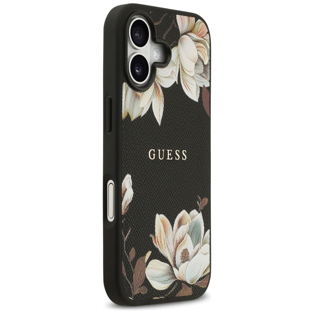 Θήκη MagSafe για Apple iPhone 17, Guess, Grained Flowers, Μαύρη