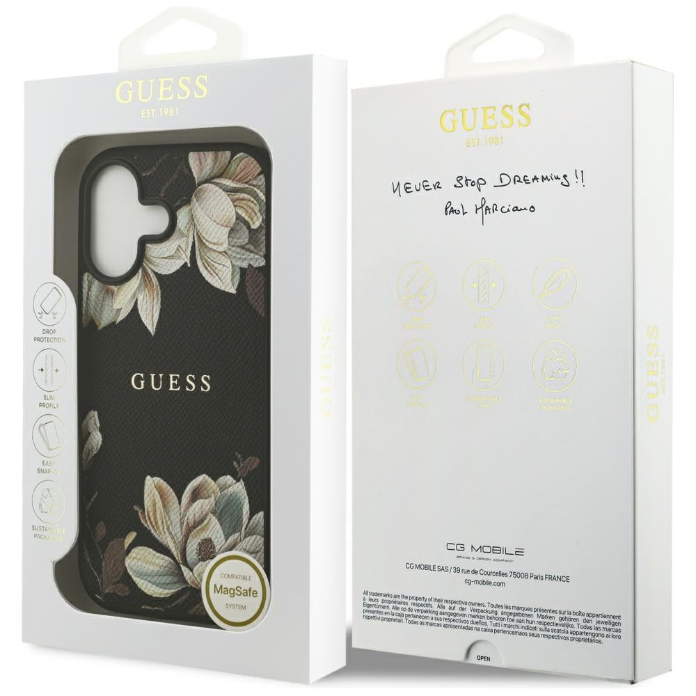 Θήκη MagSafe για Apple iPhone 17, Guess, Grained Flowers, Μαύρη