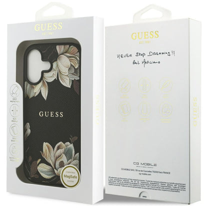 Θήκη MagSafe για Apple iPhone 17, Guess, Grained Flowers, Μαύρη