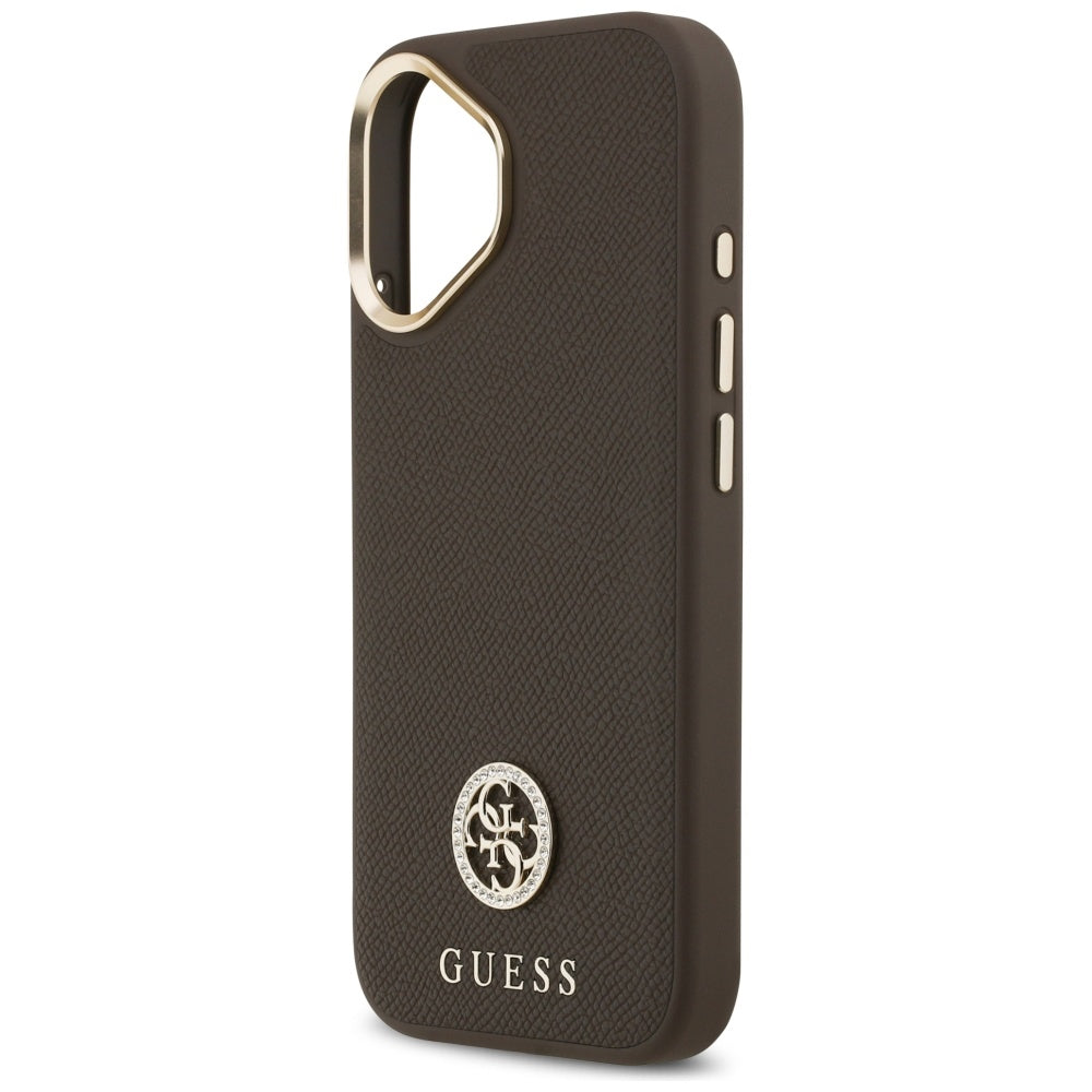 Θήκη MagSafe για Apple iPhone 17, Guess, Grained Strass Logo, Καφέ
